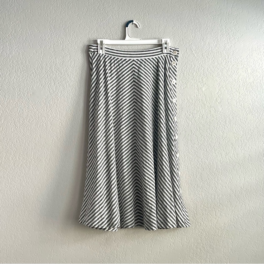 Madewell Striped A-Line Midi Skirt